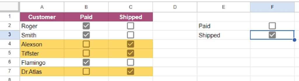 Highlighting only certain cells when a checkbox is selected.