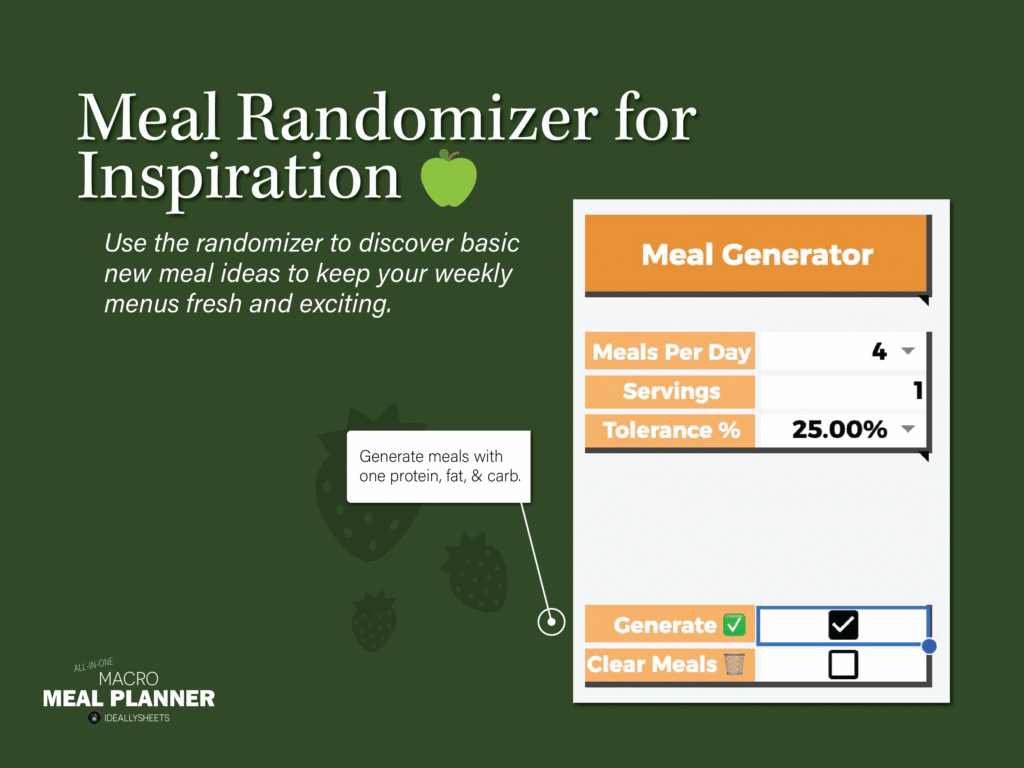 Randomize meals for inspiration.