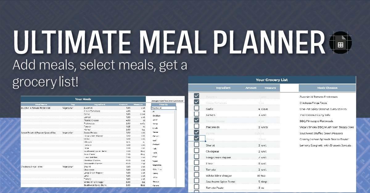 Meal planner template cover