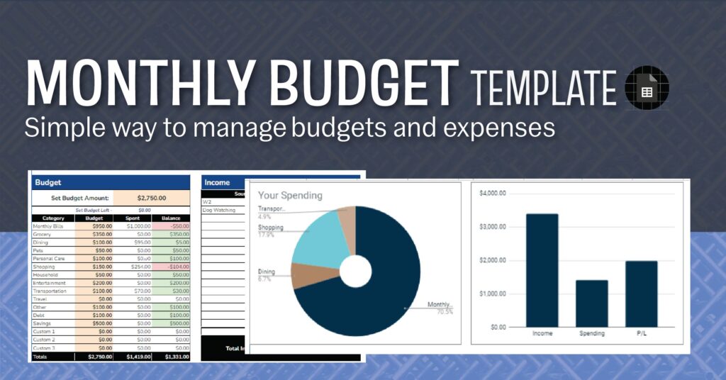 GOOGLE SHEETS SIMPLE MONTHLY BUDGET TEMPLATE FREE visual data 7
